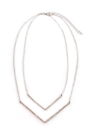 SPRINKLED DOUBLEBAR SILVER NECKLACE